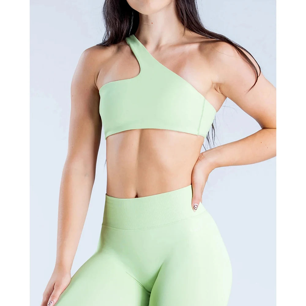 Sexy sports Bra One Shoulder Yoga Bra Detachable Sports Beauty Back Fitness Training Outwear