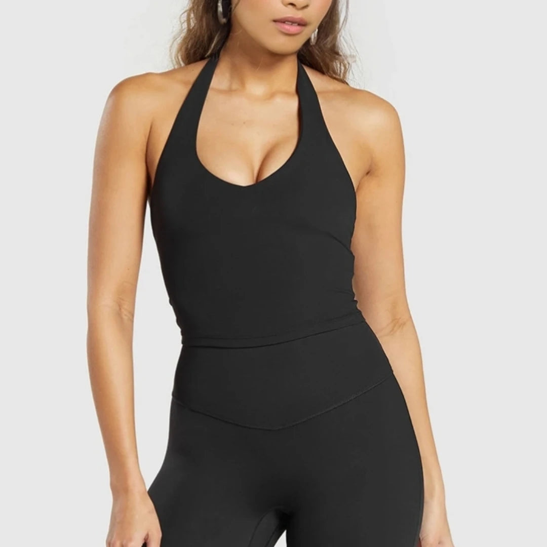 Hanging Neck Sports Bra Women Breathable Shockproof Yoga Top Gym Workout Fitness Push Up Top Yoga Running Active Sportswear Vest