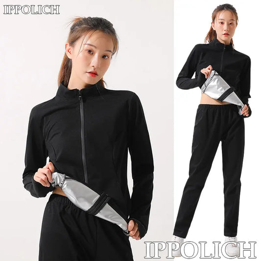 Women Weight Loss Workout Suit with Side Pockets Weight Loss Fitness Easy Sweat Lightweight Convenient lock Temperature Lose Fat