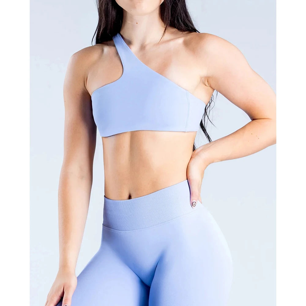 Sexy sports Bra One Shoulder Yoga Bra Detachable Sports Beauty Back Fitness Training Outwear