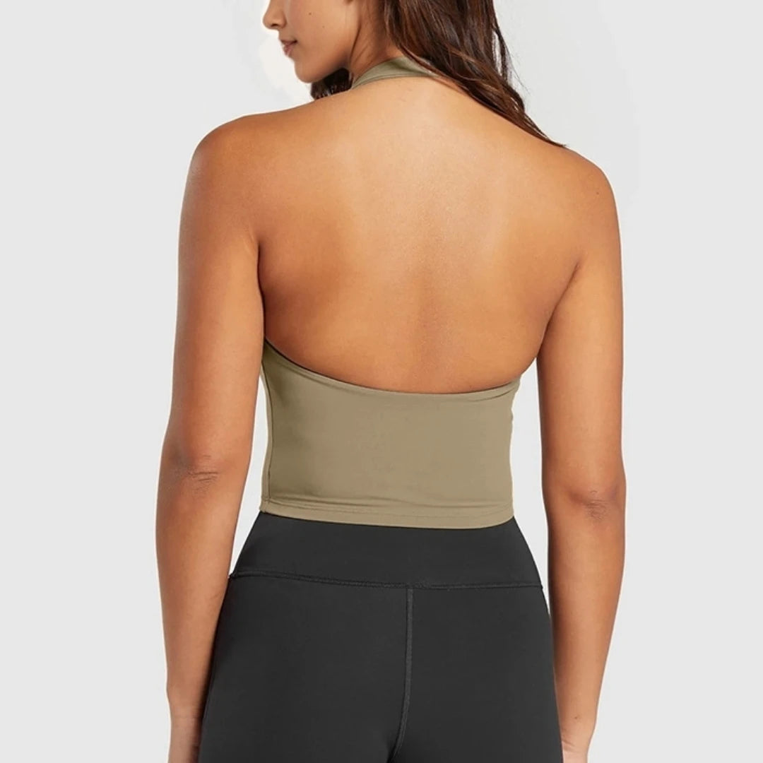 Hanging Neck Sports Bra Women Breathable Shockproof Yoga Top Gym Workout Fitness Push Up Top Yoga Running Active Sportswear Vest