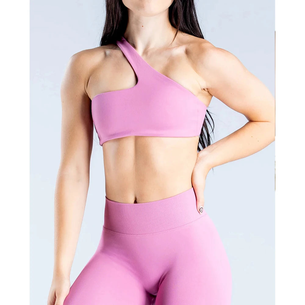 Sexy sports Bra One Shoulder Yoga Bra Detachable Sports Beauty Back Fitness Training Outwear